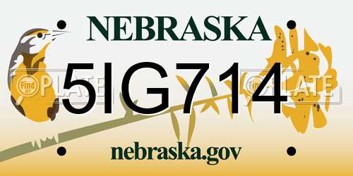 5IG714 Nebraska License Plate