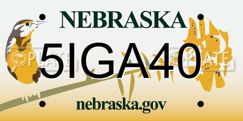 5IGA40 Nebraska License Plate