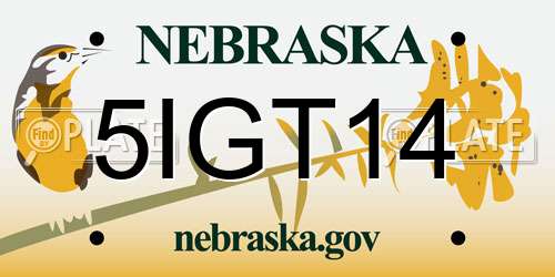 5IGT14 Nebraska License Plate