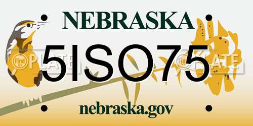 5ISO75 Nebraska License Plate