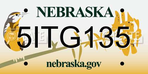 5ITG135 Nebraska License Plate