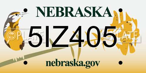 5IZ405 Nebraska License Plate