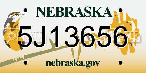5J13656 Nebraska License Plate