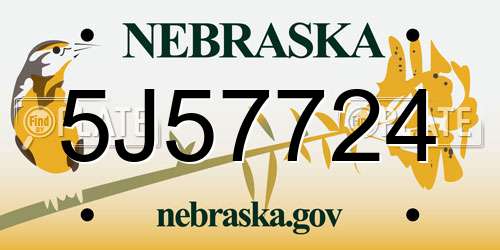 5J57724 Nebraska License Plate