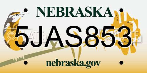 5JAS853 Nebraska License Plate