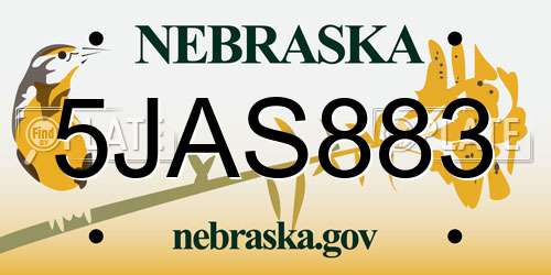5JAS883 Nebraska License Plate