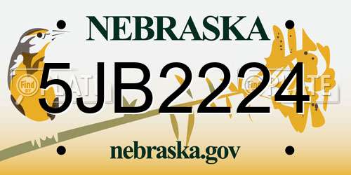 5JB2224 Nebraska License Plate