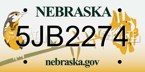 5JB2274 Nebraska License Plate