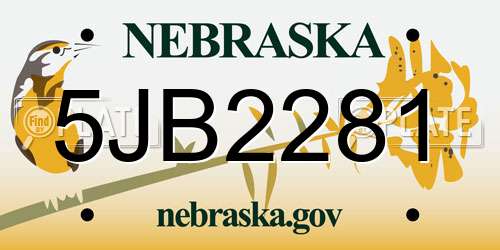 5JB2281 Nebraska License Plate