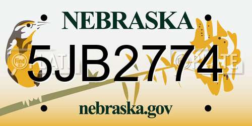 5JB2774 Nebraska License Plate