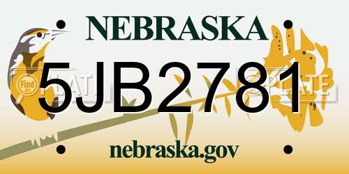 5JB2781 Nebraska License Plate