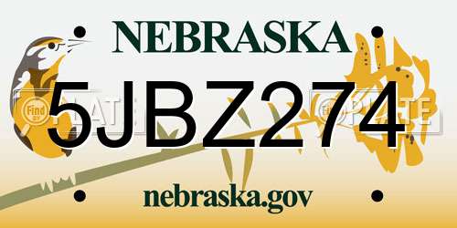 5JBZ274 Nebraska License Plate