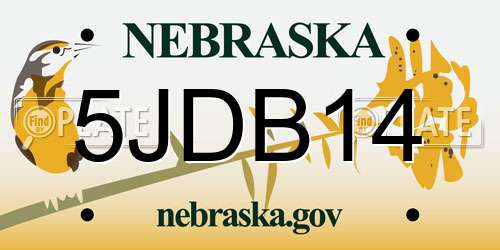 5JDB14 Nebraska License Plate