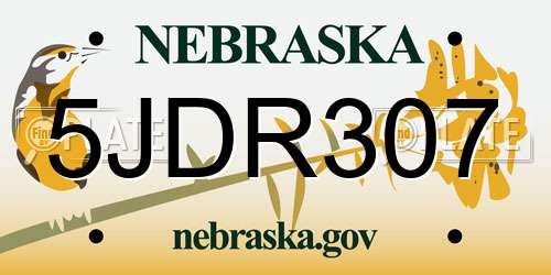 5JDR307 Nebraska License Plate