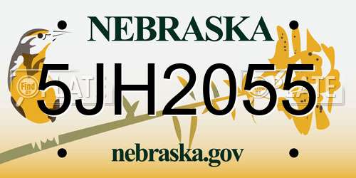 5JH2055 Nebraska License Plate