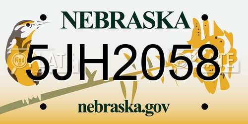 5JH2058 Nebraska License Plate