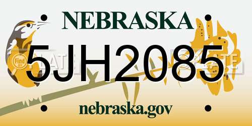 5JH2085 Nebraska License Plate