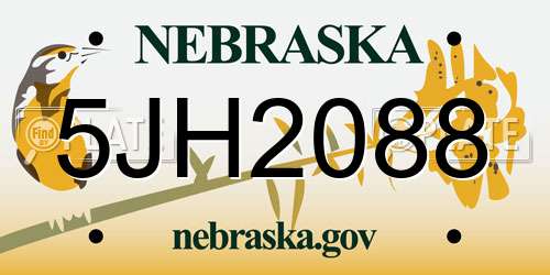 5JH2088 Nebraska License Plate