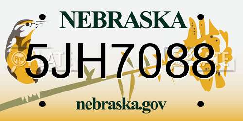 5JH7088 Nebraska License Plate