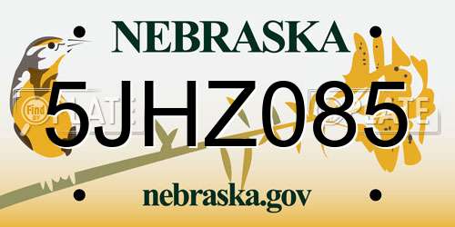 5JHZ085 Nebraska License Plate