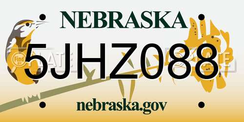 5JHZ088 Nebraska License Plate