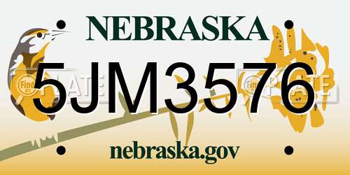 5JM3576 Nebraska License Plate