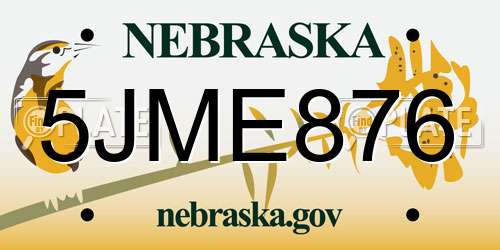 5JME876 Nebraska License Plate