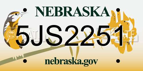 5JS2251 Nebraska License Plate