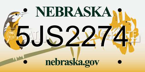 5JS2274 Nebraska License Plate