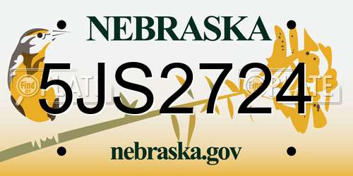 5JS2724 Nebraska License Plate