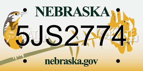 5JS2774 Nebraska License Plate