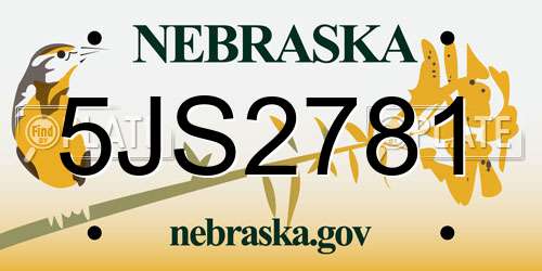 5JS2781 Nebraska License Plate