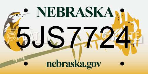 5JS7724 Nebraska License Plate