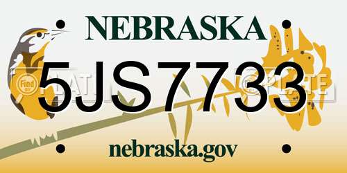 5JS7733 Nebraska License Plate