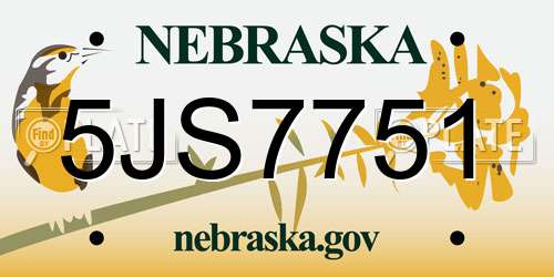 5JS7751 Nebraska License Plate
