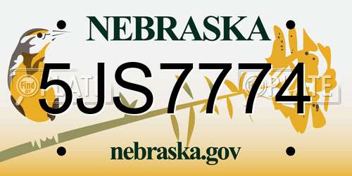 5JS7774 Nebraska License Plate
