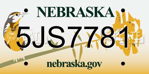 5JS7781 Nebraska License Plate