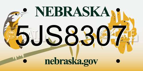 5JS8307 Nebraska License Plate