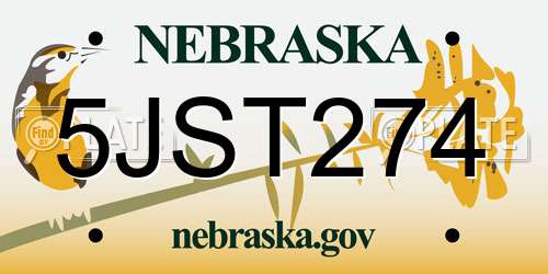 5JST274 Nebraska License Plate