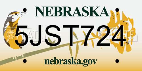 5JST724 Nebraska License Plate