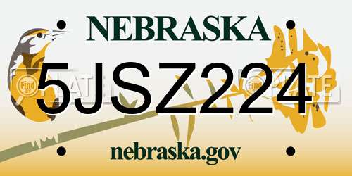 5JSZ224 Nebraska License Plate