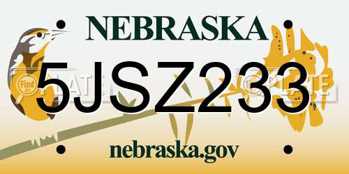 5JSZ233 Nebraska License Plate