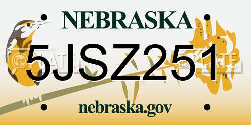 5JSZ251 Nebraska License Plate