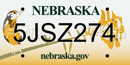 5JSZ274 Nebraska License Plate