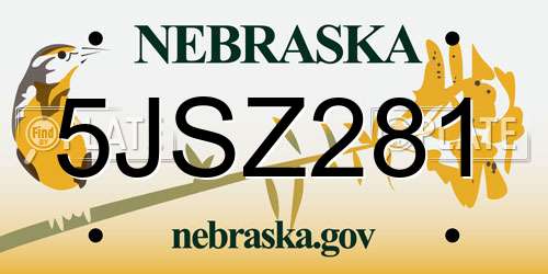 5JSZ281 Nebraska License Plate