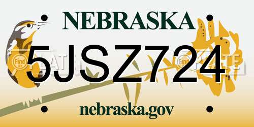 5JSZ724 Nebraska License Plate