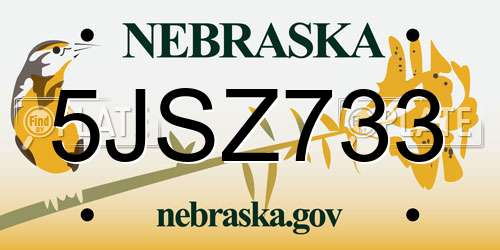 5JSZ733 Nebraska License Plate