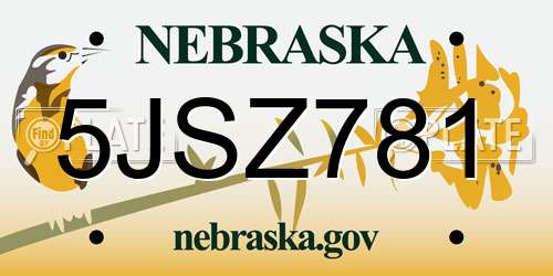 5JSZ781 Nebraska License Plate