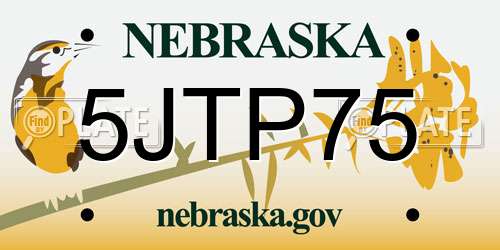 5JTP75 Nebraska License Plate