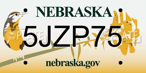 5JZP75 Nebraska License Plate